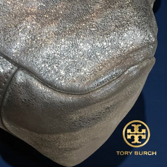 Tory Burch Metallic Gold Leather Hobo Bag A BEAUTY! - Picture 7 of 11